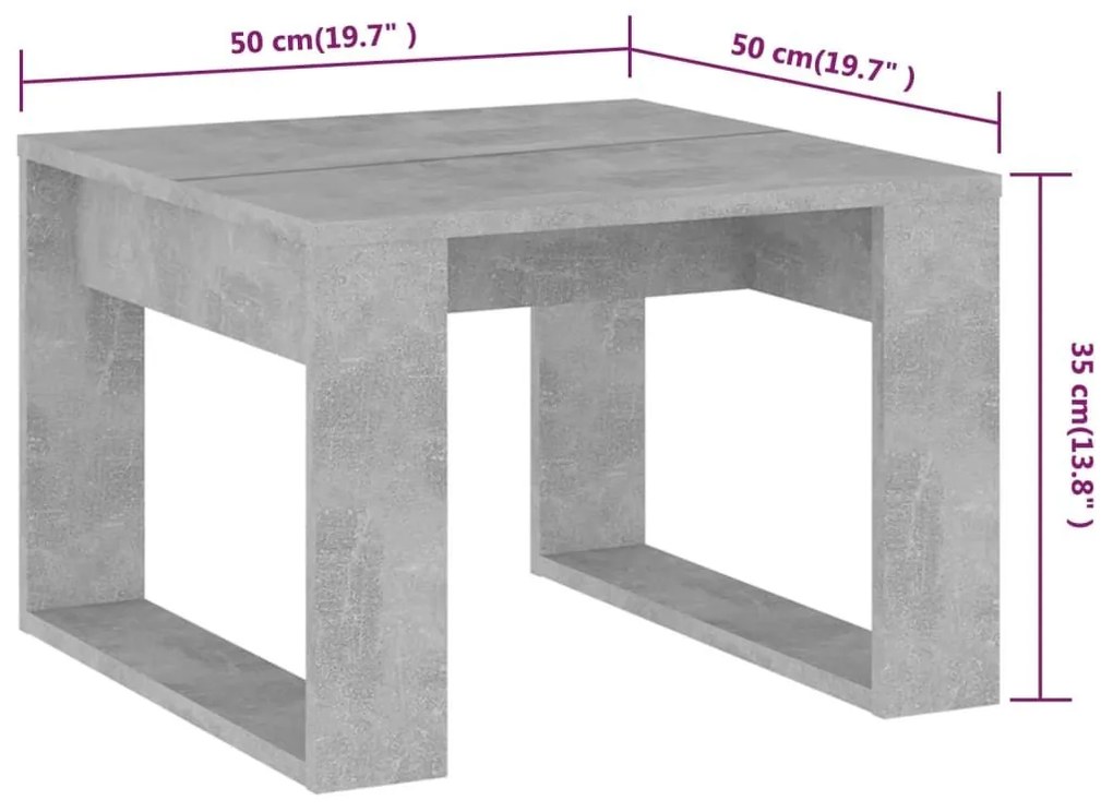 Τραπέζι Βοηθητικό Γκρι Σκυρ. 50 x 50 x 35 εκ. από Επεξ. Ξύλο - Γκρι