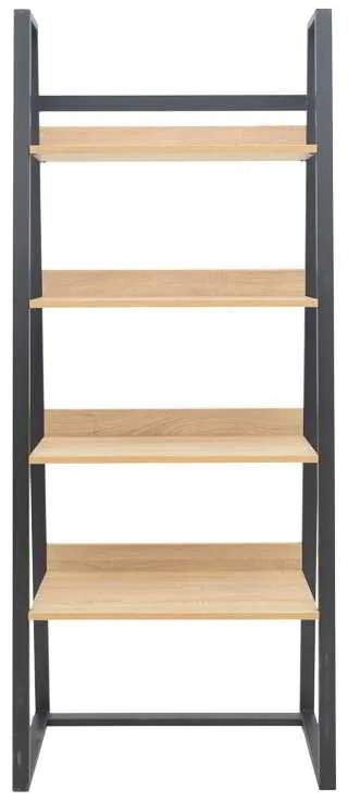 Βιβλιοθήκη Ryder pakoworld σε oak-μαύρη απόχρωση 75x36x185εκ