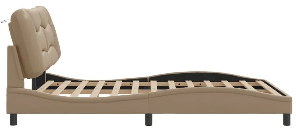 vidaXL Πλαίσιο κρεβατιού χωρίς Στρώμα Hvar Καπουτσίνο 140x200εκ. Συνθ. Δέρμα