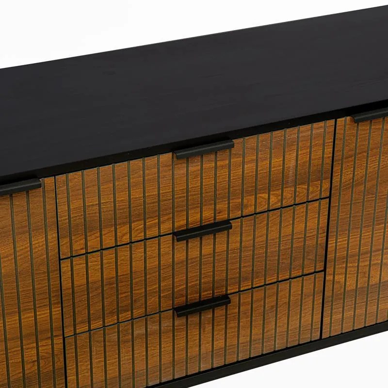 Κομότα - Μπουφές FL2405 Fylliana Μαύρο - Grey Oak 150x40x75 εκ. 150x40x75 εκ.