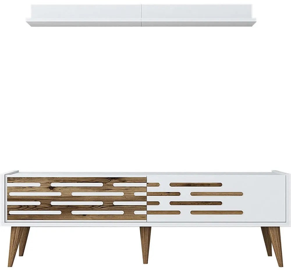 Σύνθεση Τηλεόρασης Valensiya 845HCT5390 140x35x45cm White-Walnut