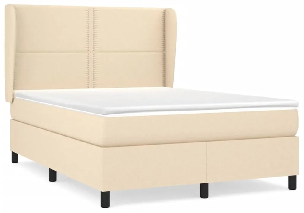 vidaXL Κρεβάτι Boxspring με Στρώμα Κρεμ 140x190 εκ. Υφασμάτινο