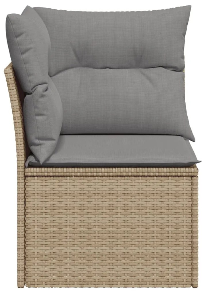 vidaXL Καναπές Κήπου Γωνιακός Μπεζ Συνθετικό Ρατάν με Μαξιλάρια