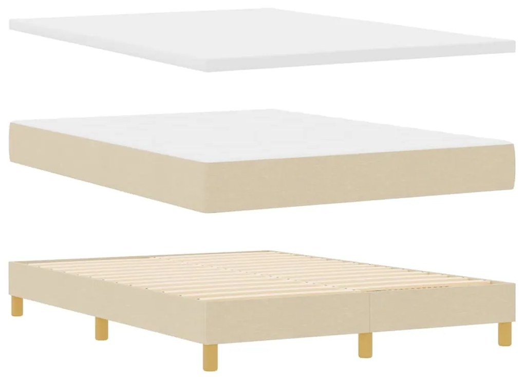 vidaXL Κρεβάτι box spring με στρώμα με στρώμα Κρεμ 140 x 190 cm ύφασμα