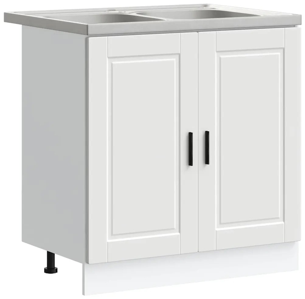 vidaXL Βάση νιπτήρα 2 pcs Λευκό 80 x 46 x 84.5 εκ. Επεξεργασμένο ξύλο