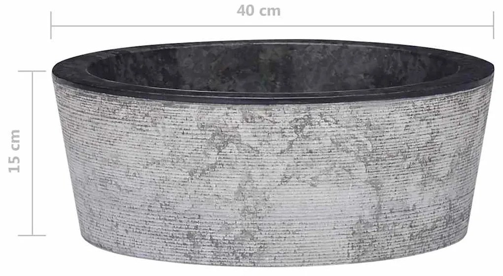 vidaXL Νιπτήρας Μαύρος Ø40 x 15 εκ. Μαρμάρινος