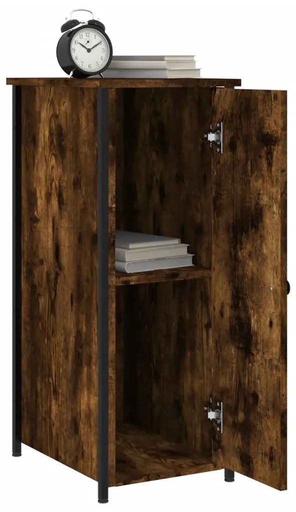 vidaXL Κομοδίνα 2 τεμ. Καπνιστή Δρυς 32x42x80 εκ. Επεξεργασμένο Ξύλο
