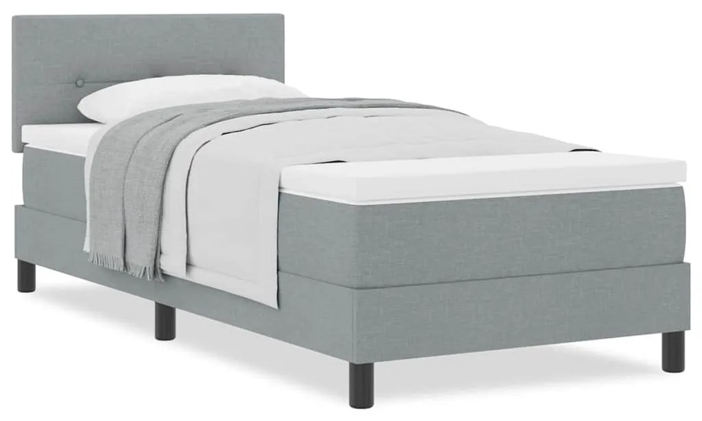 vidaXL Κρεβάτι box spring με στρώμα Ανοιχτό γκρι 100 x 200 cm ύφασμα