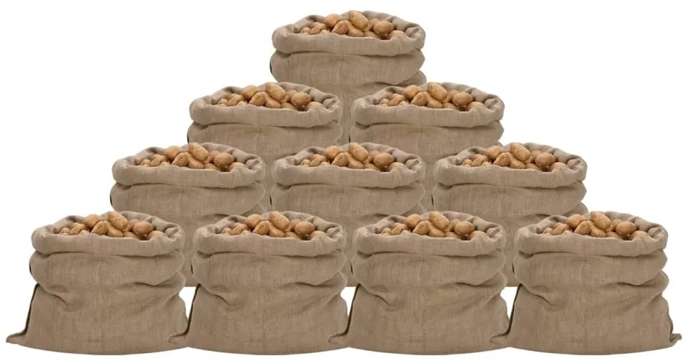 vidaXL Σακούλες από Γιούτα 10 τεμ. 100x110 εκ. 100% Γιούτα 340 γρ./τ.μ.