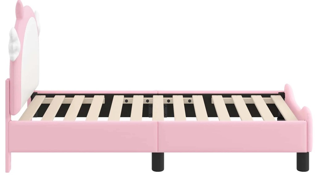 vidaXL Κρεβατική βάση για παιδιά με προσκέφαλο Ροζ 70 x 140 cm PU