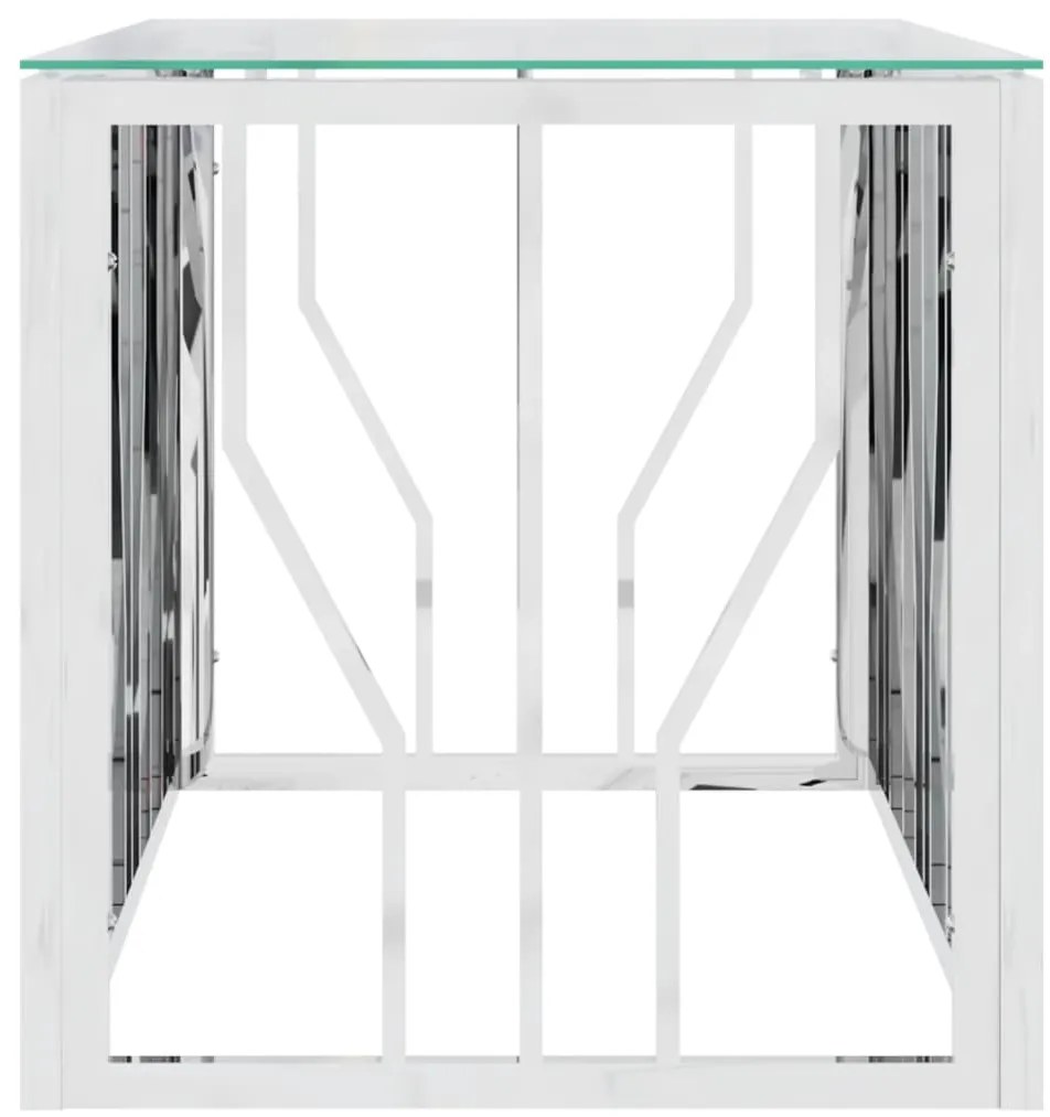vidaXL Τραπέζι Σαλονιού 110x45x45 εκ. από Ανοξ. Ατσάλι και Γυαλί