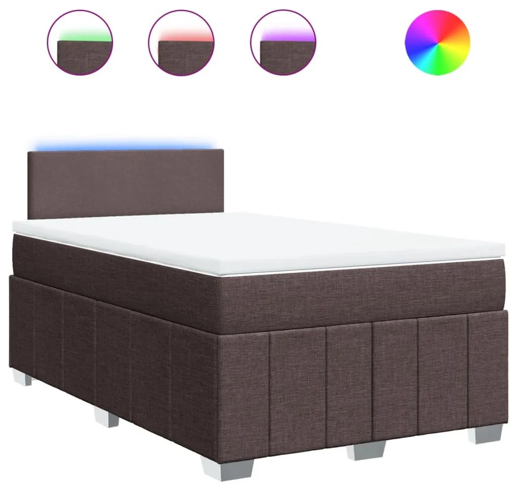 vidaXL Κρεβάτι Boxspring με Στρώμα Σκούρο Καφέ 120x200 εκ. Υφασμάτινο