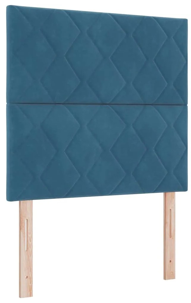 vidaXL Κρεβάτι με ελατήρια με κεφαλάρι Μπλε 90 x 200 cm Βελούδο