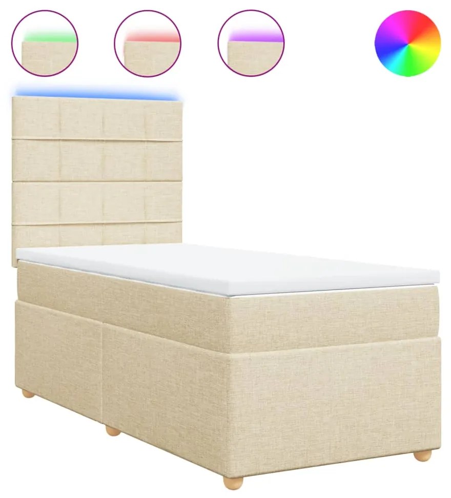 ΚΡΕΒΑΤΙ BOXSPRING ΜΕ ΣΤΡΩΜΑ ΚΡΕΜ 90X190 ΕΚ.ΥΦΑΣΜΑΤΙΝΟ 3293440