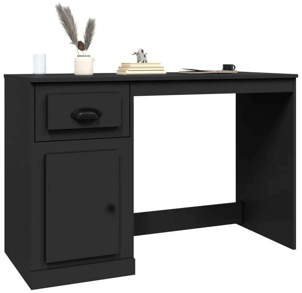 vidaXL Γραφείο με Συρτάρι Μαύρο 115x50x75 εκ. Επεξεργασμένο Ξύλο