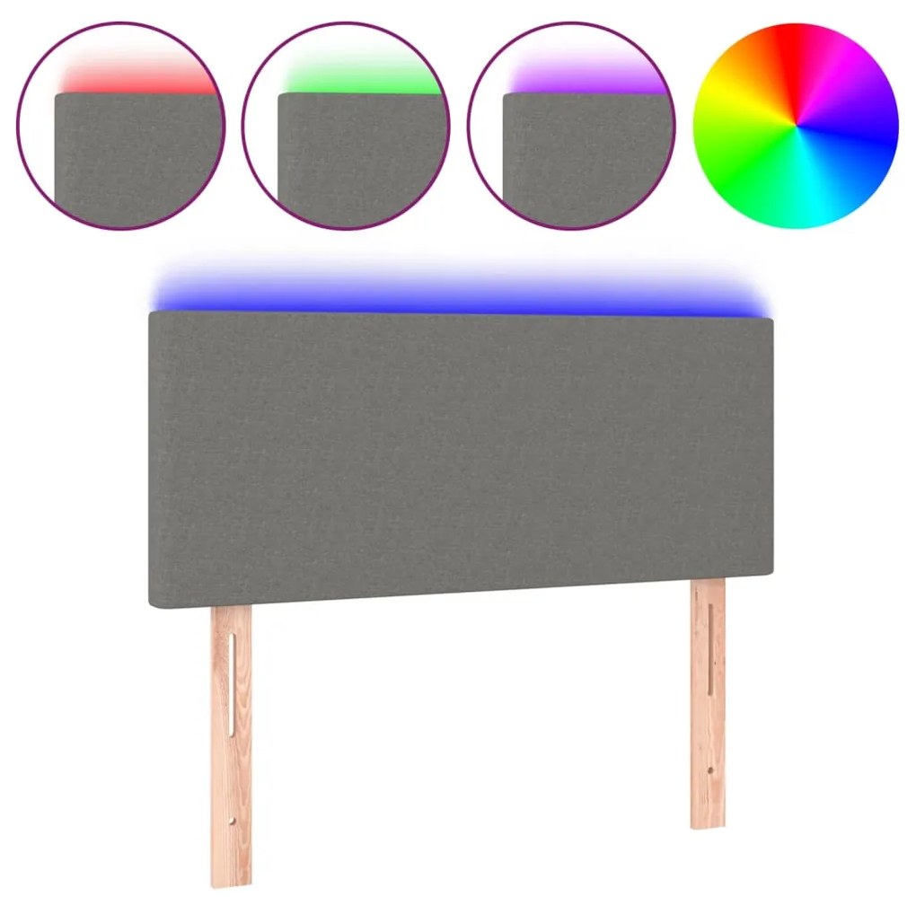 Κεφαλάρι Κρεβατιού LED Σκούρο Γκρι 100x5x78/88 εκ. Υφασμάτινο 3121323