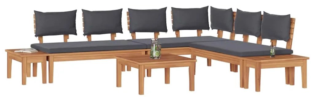 vidaXL Σετ Παγκάκι Κήπου με μαξιλάρι 3 pcs Καφέ και Γκρίζο