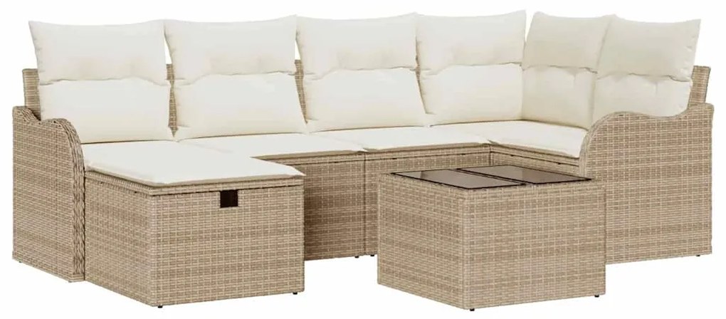 vidaXL Σετ Καναπέ Κήπου 7 pcs μπεζ και κρεμ 232.5 x 122.5 x 85 εκ