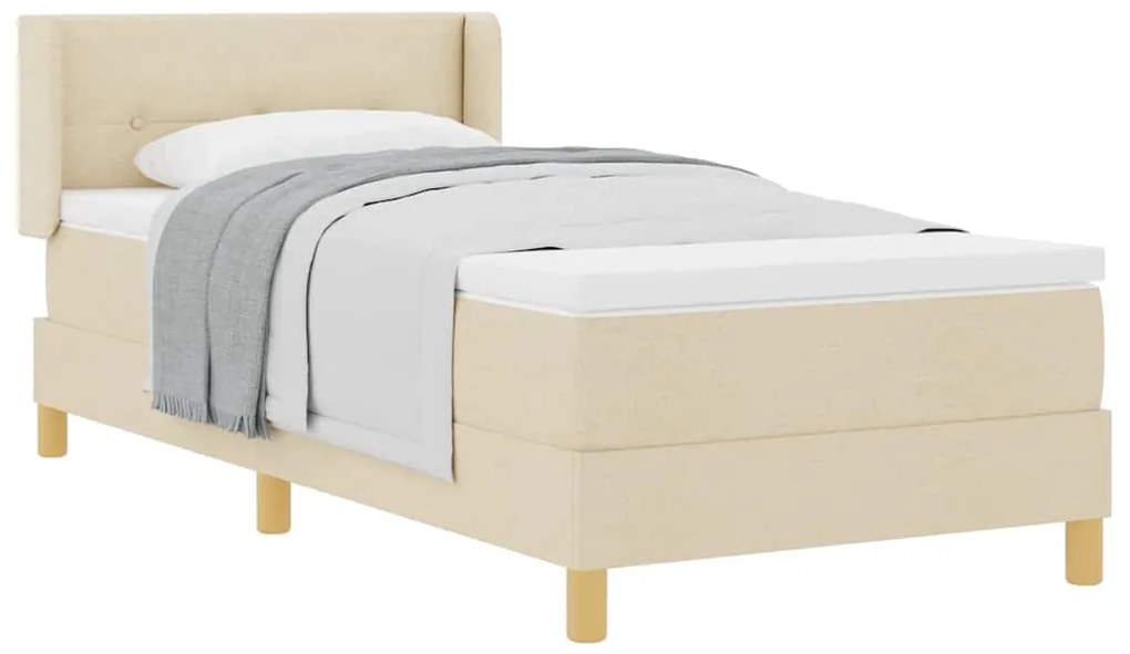 vidaXL Κρεβάτι με Ελατήρια με στρώμα Κρεμ 90 x 200 cm ύφασμα