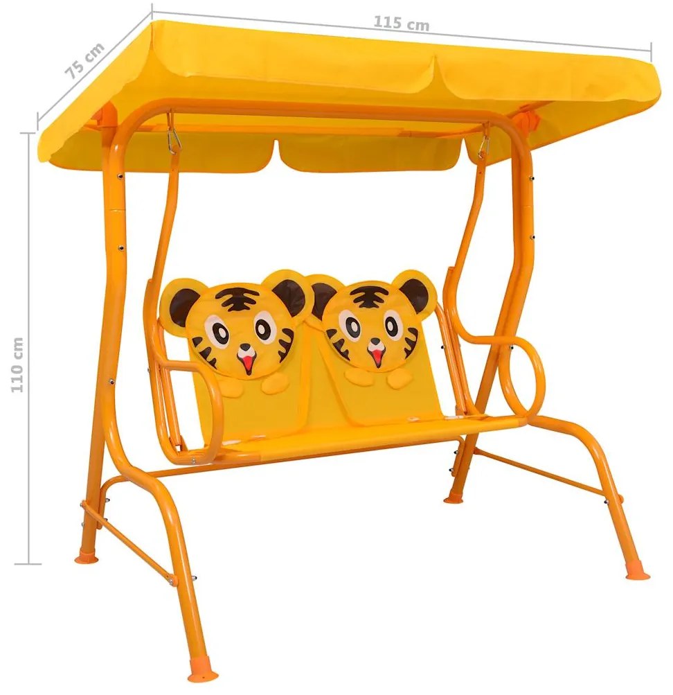 vidaXL Κούνια Κήπου Παιδική Κίτρινη 115 x 75 x 110 εκ. Υφασμάτινη