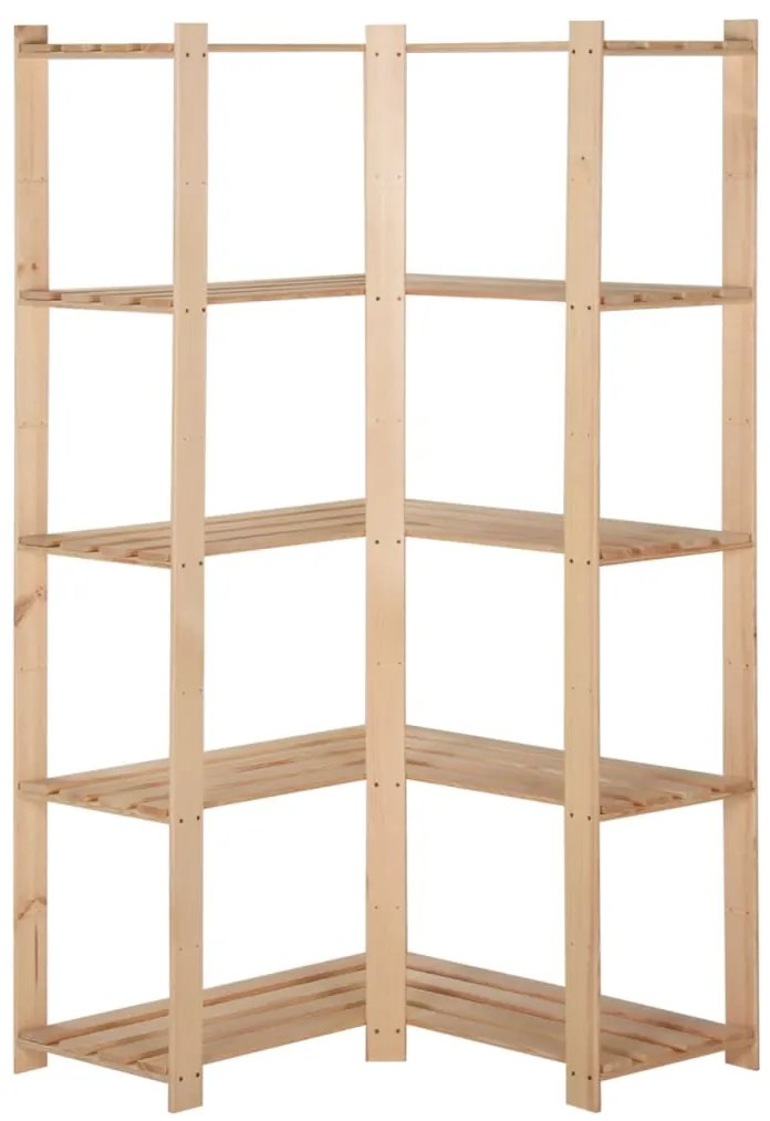 vidaXL Γωνιακή Ραφιέρα 5 Επιπέδων 82,5x82,5 x170 εκ. Μασίφ Ξύλο Πεύκου