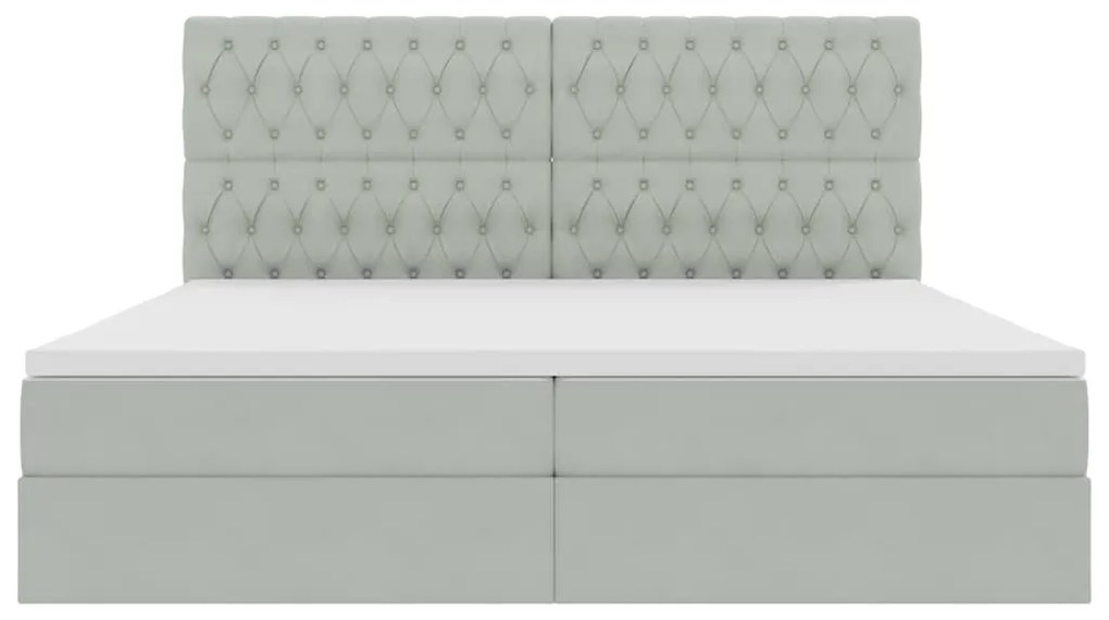 vidaXL Κρεβάτι με αποθηκευτικό χώρο και LED Ανοιχτό γκρι 200 x 200 cm