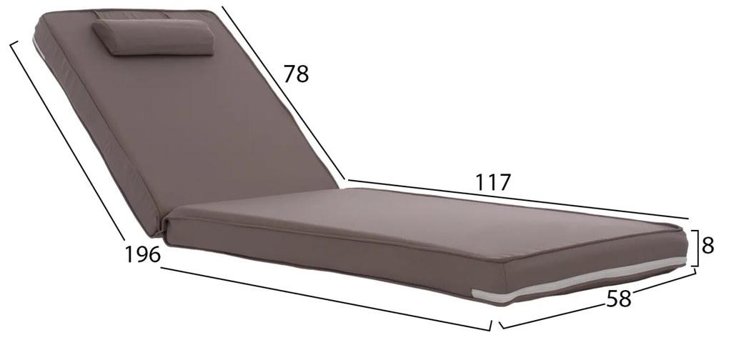 ΜΑΞΙΛΑΡΙ ΞΑΠΛΩΣΤΡΑΣ TEXTILENE 600gr SIFNOS ΜΟΚΑ  196(117+1+78)x58x9εκ.