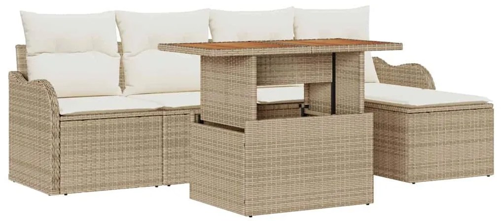 vidaXL Σετ Καναπέ Κήπου με μαξιλάρι 6 pcs μπεζ και κρεμ