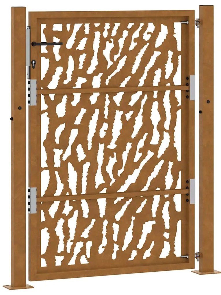 Πύλη κήπου 105x130 cm από διαβρωμένο χάλυβα με σχεδιασμό ίχνους - Καφέ