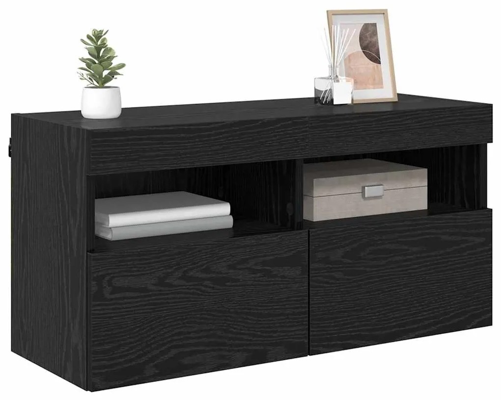 vidaXL Ντουλάπι Τηλεόρασης Τοίχου Επιτοίχιο Μαύρη Οξυά 80 x 30 x 40 εκ
