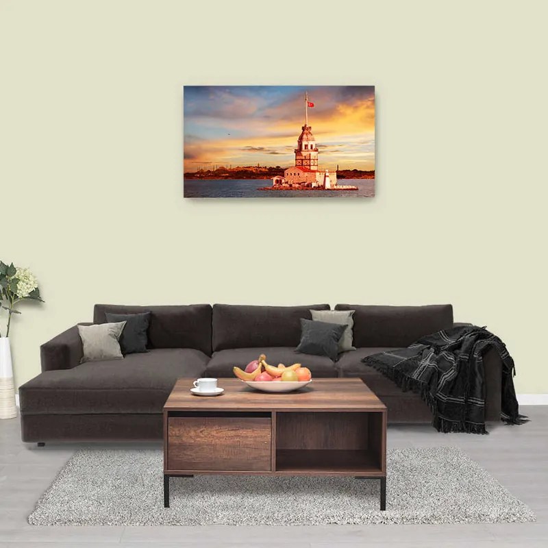 Τραπεζάκι σαλονιού Slide Megapap χρώμα καρυδί 90x90x42εκ.