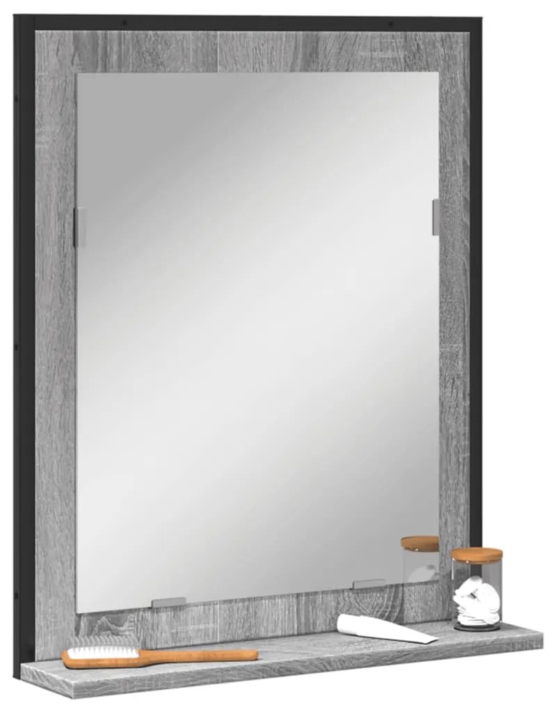vidaXL Καθρέφτης Μπάνιου με Ράφι Γκρι Sonoma 50x12x60 εκ. Επεξ. Ξύλο