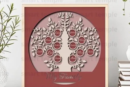 Intra απο ξύλο plywood  Χρώμα wenge 3mm-4mm πάχος - Family Tree 3d Light Box,Family Tree Δίασταση 30x20 cm INTRAFABR-16857101
