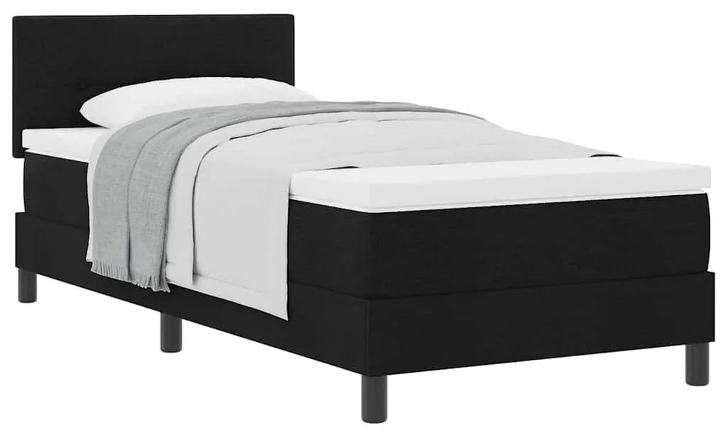 vidaXL Κρεβάτι με ελατήρια με στρώμα Μαύρο 90 x 190 cm ύφασμα
