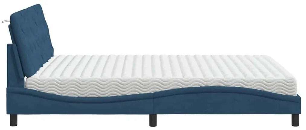 vidaXL Κρεβάτι με Στρώμα Μπλε 160x200 εκ. Υφασμάτινο