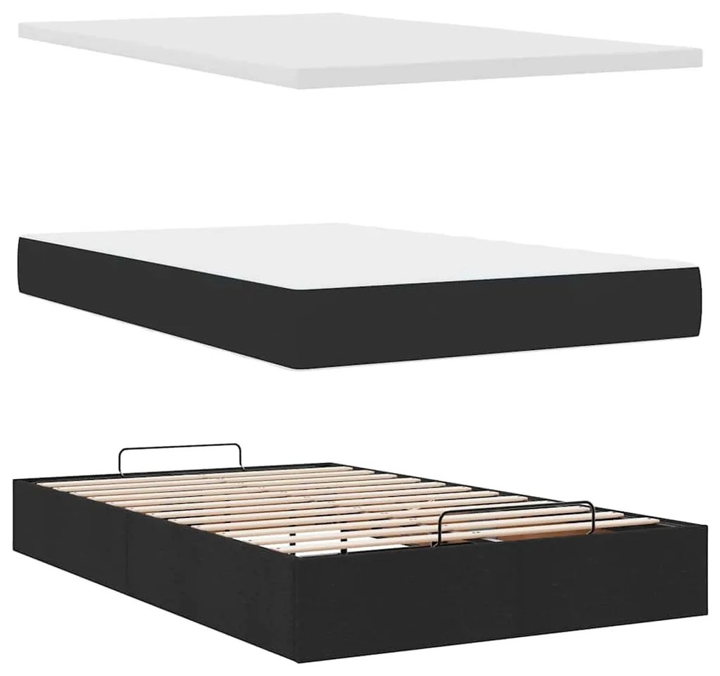Οθωμανικό κρεβάτι με στρώμα &amp; LEDs Μαύρο 120x200 cm Ύφασμα 3313915