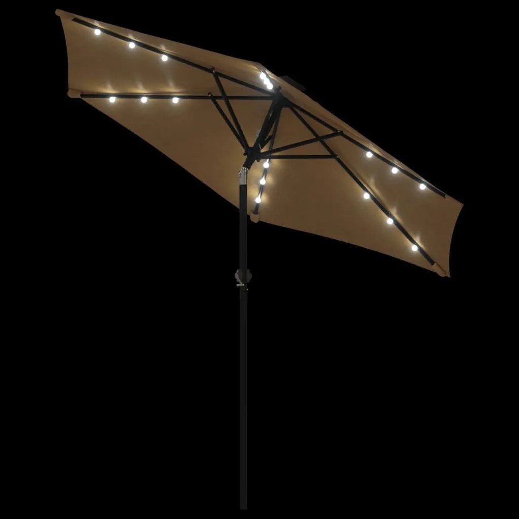 Ομπρέλα Κήπου με LED και Ατσάλινο Ιστό Taupe 225x225x212 εκ. - Μπεζ-Γκρι