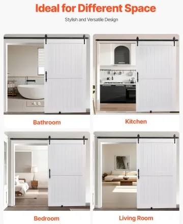 VEVOR Sliding Barn Door with Hardware Kit 1219 x 2134mm MDF Panel PVC Surface