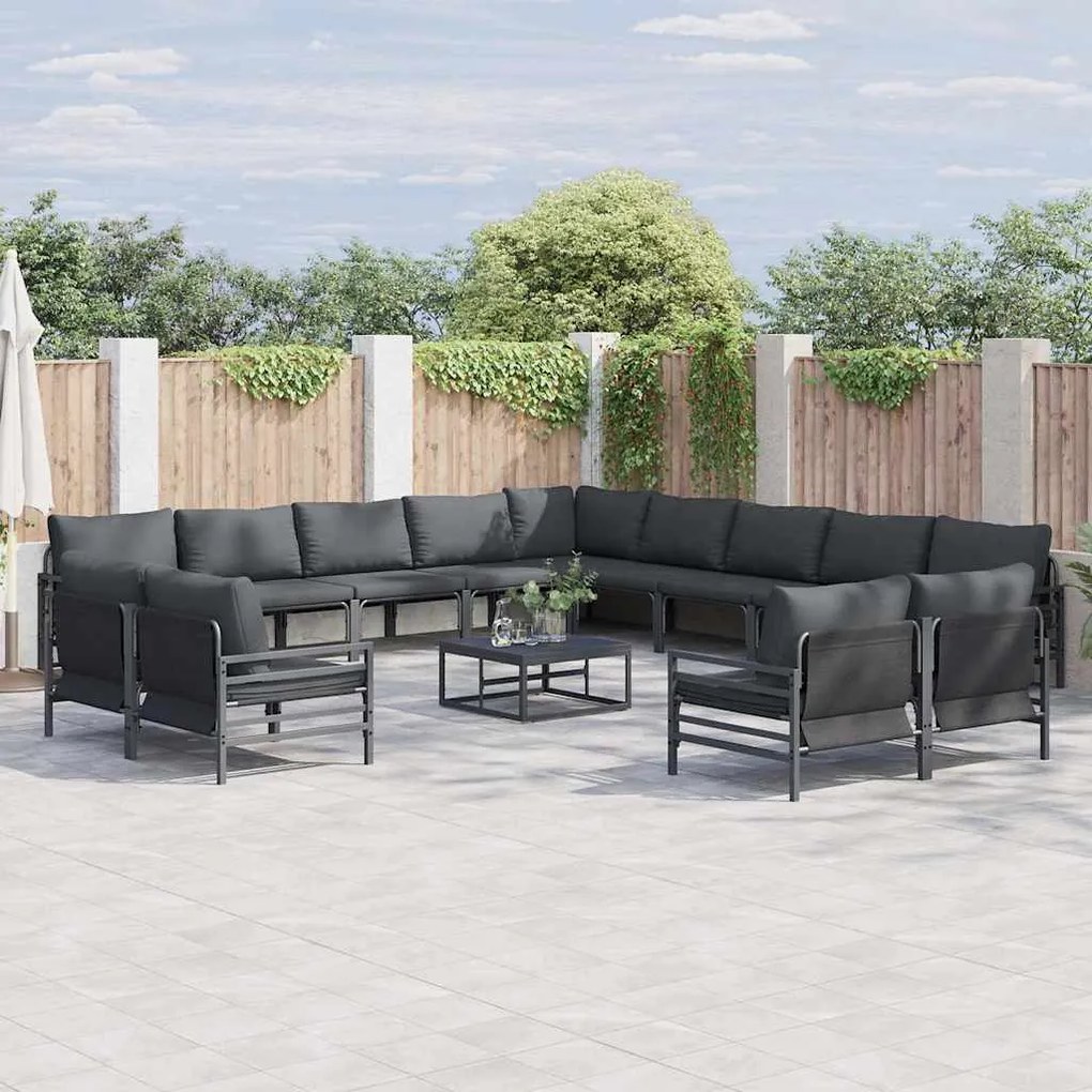 vidaXL Σετ Καναπέ Κήπου 14 pcs Ανθρακί Ατσάλι