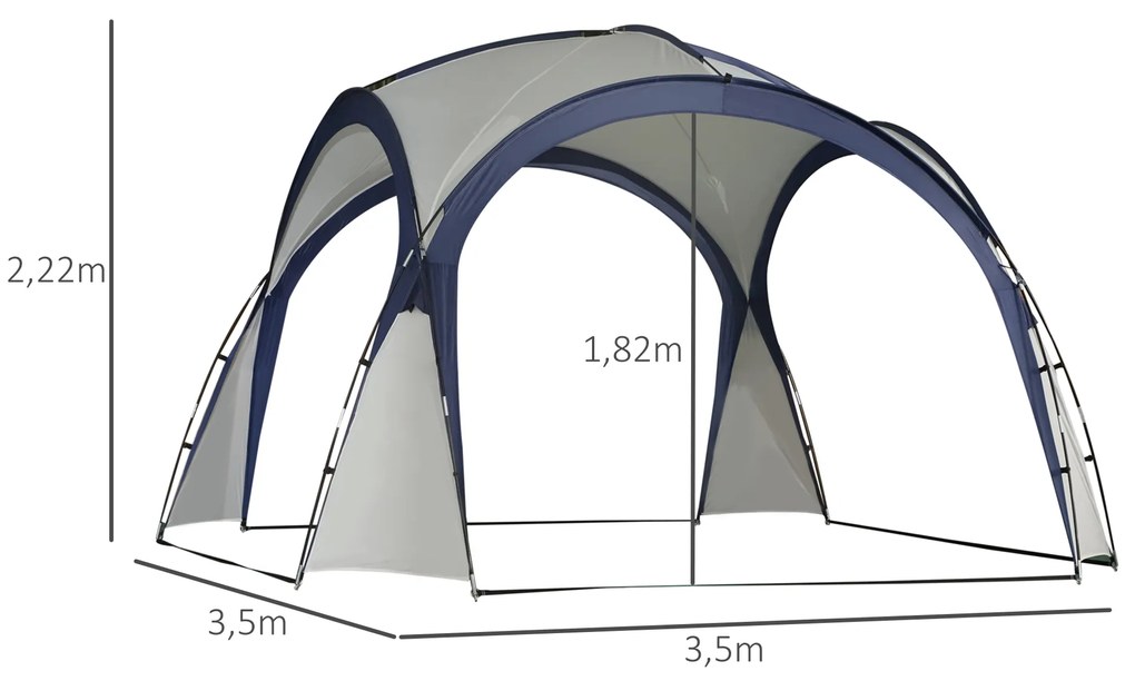 Outsunny Θόλος Τέντα για 6-8 άτομα, Κιόσκι, Προστασία από ήλιο και ψιλόβροχο, 3,5 x 3,5 x 2,22 m, Κρεμ Λευκό