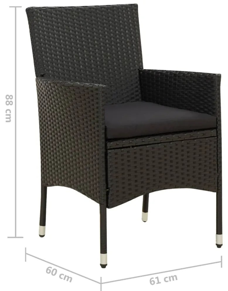 vidaXL Καρέκλες Εξωτερ. Χώρου 4 τεμ. Μαύρες Συνθ. Ρατάν με Μαξιλάρια