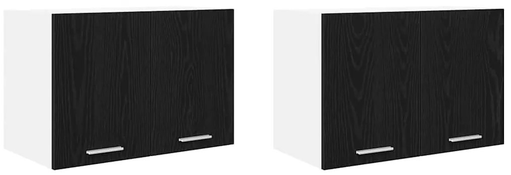 vidaXL Κρεμαστό ντουλάπι με πόρτα Riga 2 pcs Μαύρος Δρυς και Λευκό