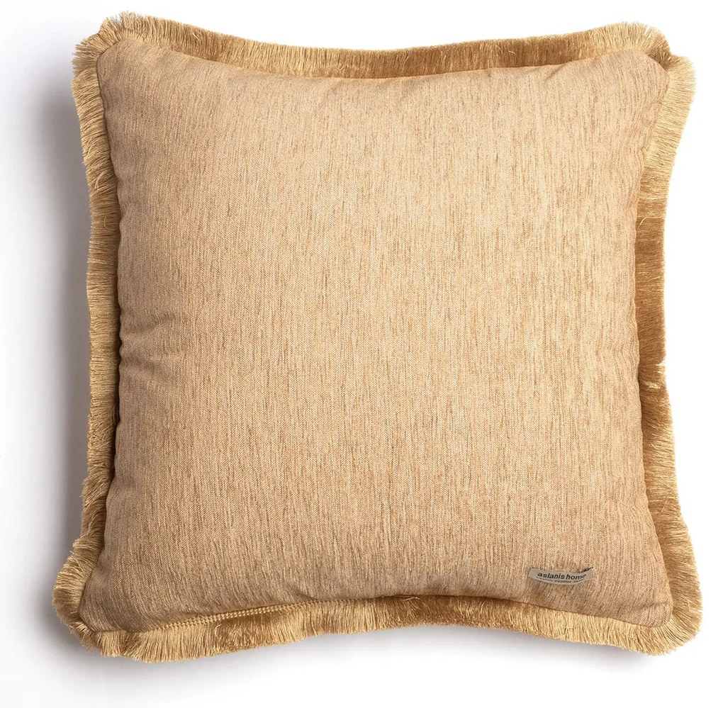 Διακοσμητική Μαξιλαροθήκη (60x60) Aslanis Home Plain 4 Seasons Trimming Sahara