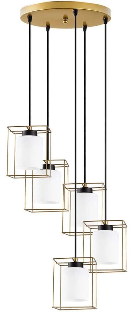 Φωτιστικό Οροφής Swank 521SHN3468 53x53x113cm 5xE27 40W Gold Opviq