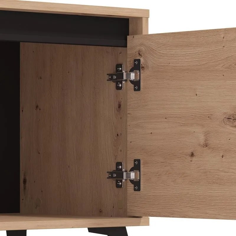 Έπιπλο τηλεόρασης STIRLING 157 3K1F2V Artisan Oak - Μαύρο 157x40x53εκ. 157x40x53 εκ.