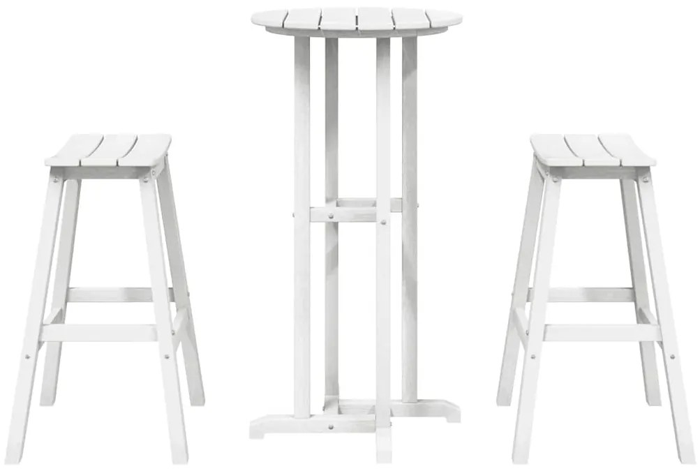 vidaXL Σετ Μπαρ Κήπου 3 pcs Λευκό HDPE
