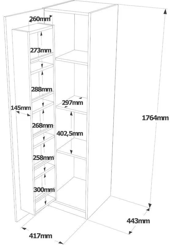 Ντουλάπι κουζίνας Classer μαύρο-oak 42x44x176εκ 42x44x176 εκ.