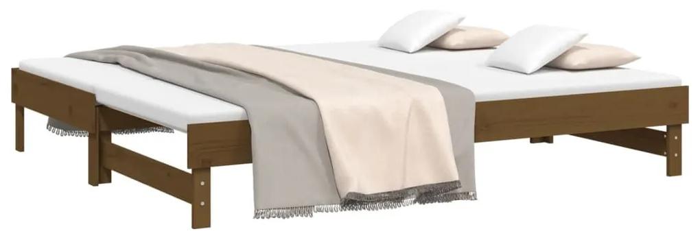 Καναπές Κρεβάτι Συρόμενος Μελί 2x(80x200) εκ. Μασίφ Ξύλο Πεύκου - Καφέ