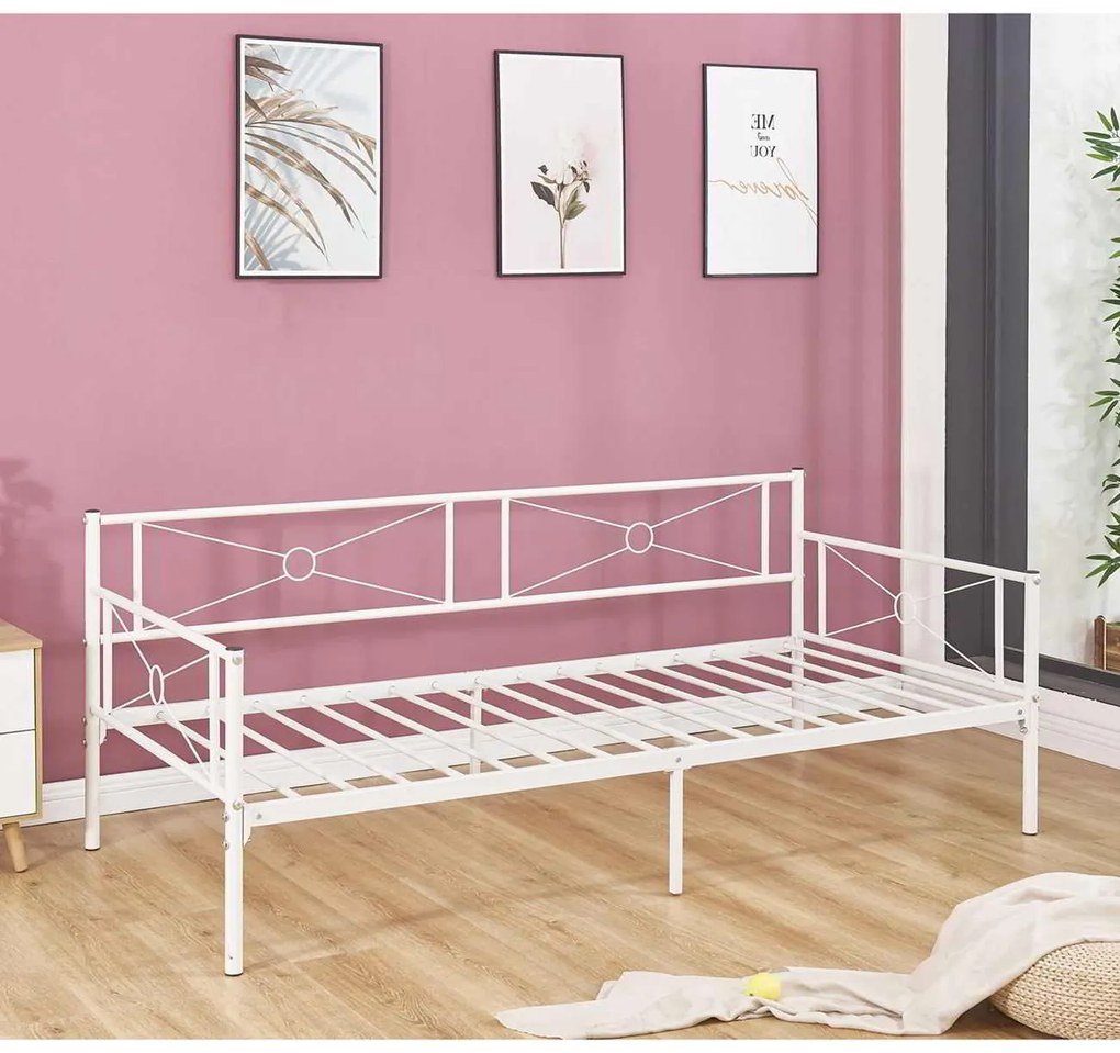 Daybed QUEEN 90x190cm Μεταλ.Άσπρο