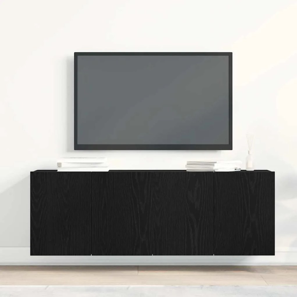 vidaXL Ντουλάπια Τηλεόρασης 2 τεμ. Μαύρο Δρυς 120x30x41 εκ. από Τεχνητό Ξύλο